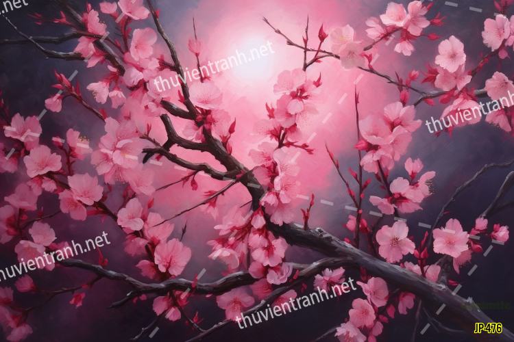 Tranh dán tường hoa anh đào-JP-476 - Tranh tường chất lượng cao